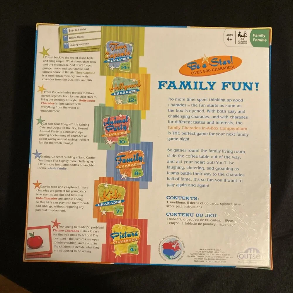 OUTSET Media Family Charades Inabox Compendium 11166 New, Sealed